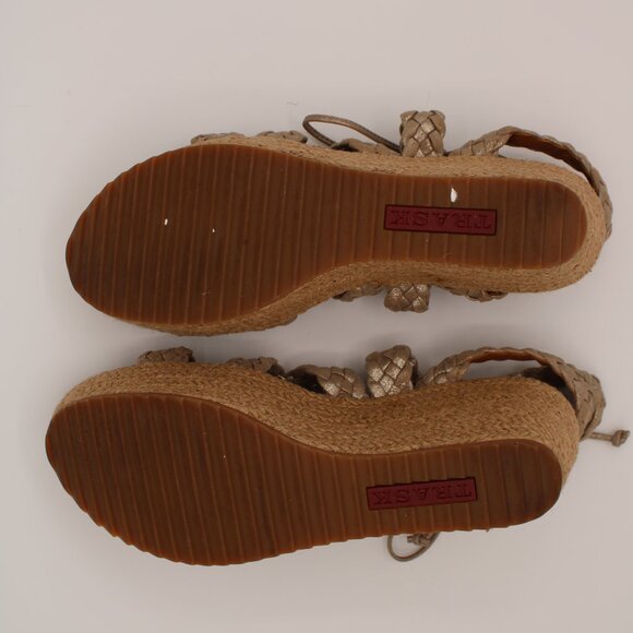 Trask Patrice espadrille wedge platform sandals braided metallic gold shoe 8.5M - Picture 8 of 12
